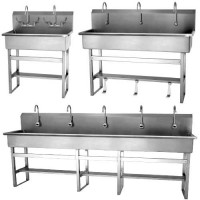 Stainless Steel Floor-Mount Wash Stations are available in a variety of sizes.